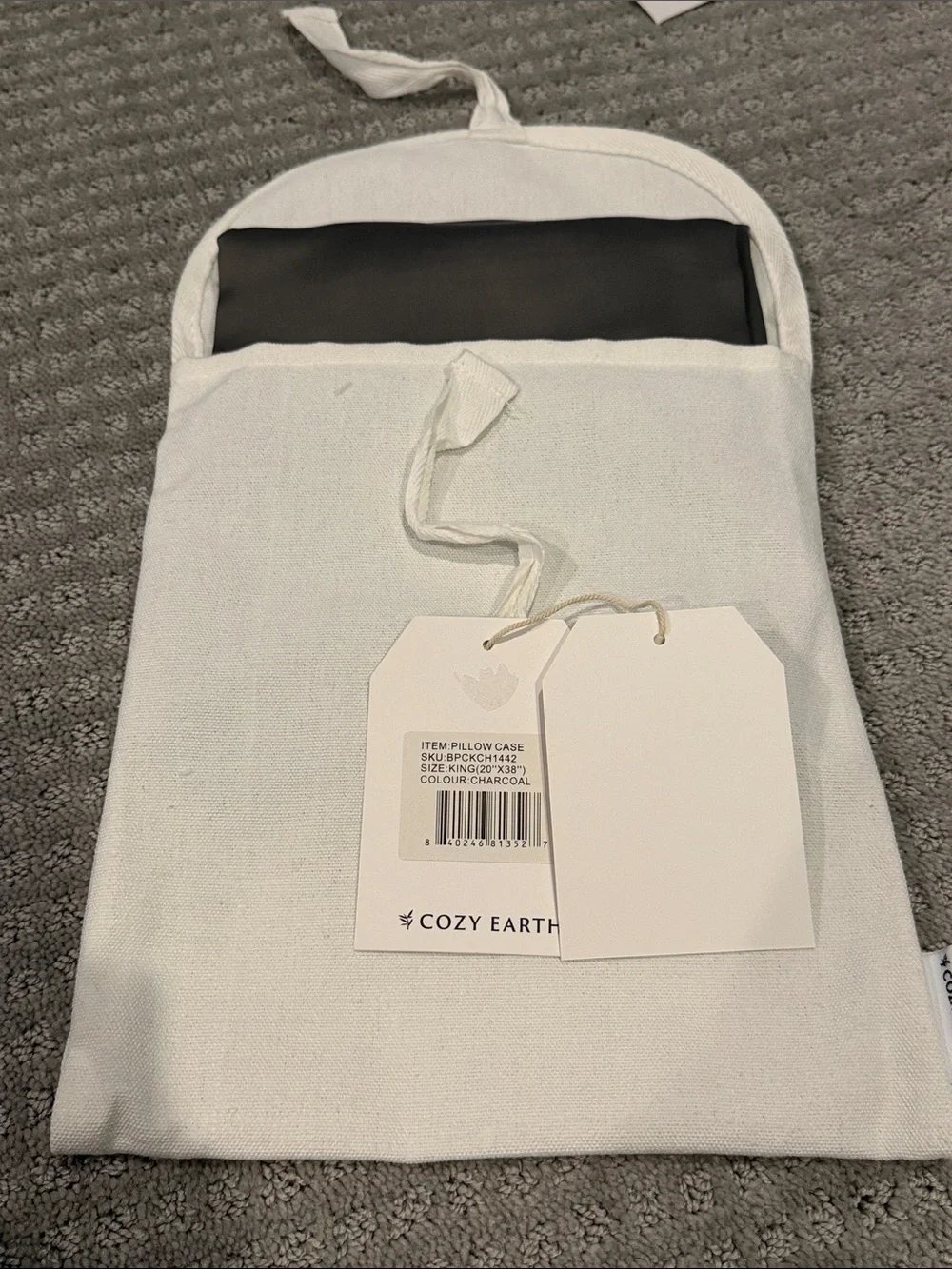 Cozy Earth Bamboo King Pillowcase - Charcoal color